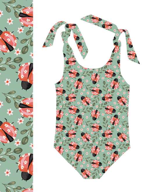 ALICE - Costum de baie pentru copii „REBEL” dintr-o singură piesă cu șnururi pe umeri - roz