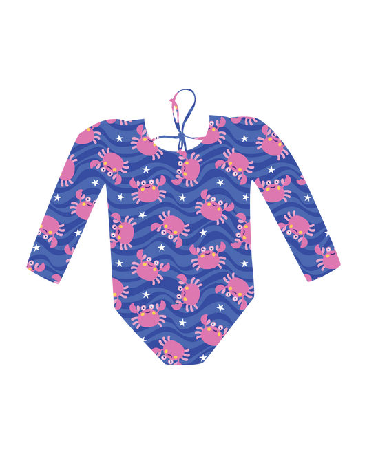 *PRECOMANDĂ* MARINA - Costum de baie pentru copii, dintr-o singură piesă, cu mâneci lungi și protecție UV (UPF 50+) - JELLY FISH RED HIGH VISIBILITY SS26