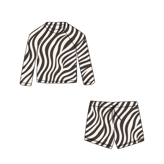 *PRE-ORDER* PACK с UV защита (UPF 50+) NOA - детски сърф шорти & ANDI блуза дълъг ръкав - ZEBRA SS26