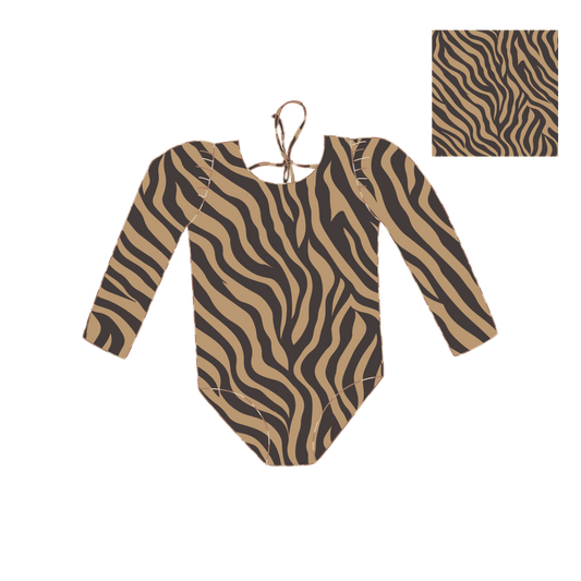 *PRE-ORDER* MARINA - Детски цял бански с дълъг ръкав и UV защита (UPF 50+) - ZEBRA SS26