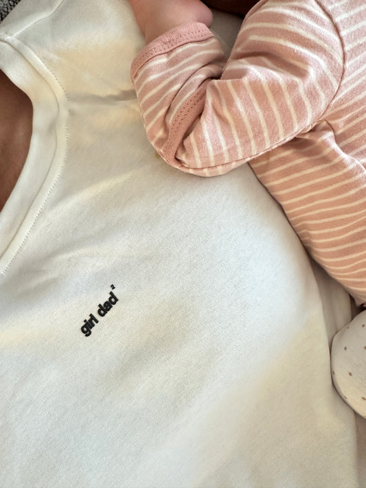 Oversized men's "girl dad" t-shirt in ecru