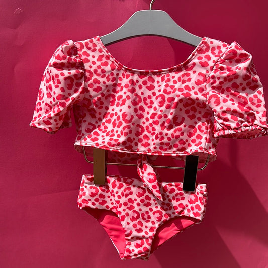 SAVINA - Children's two-piece swimsuit with UV protection (UPF 50+) - leopard design