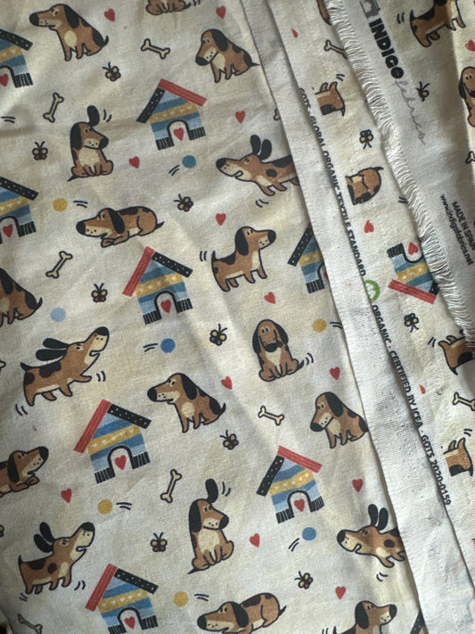 Recycle organic fabric - puppies (1m)
