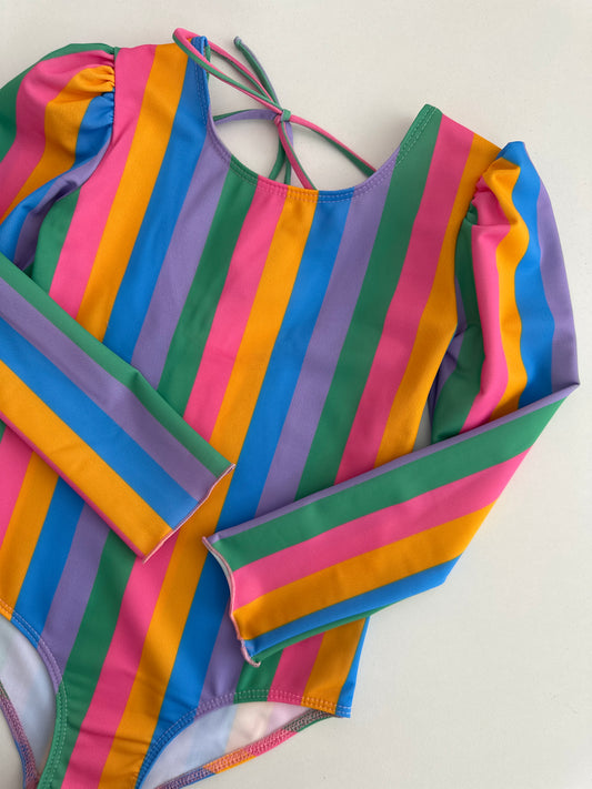 MARINA - Детски цял бански с дълъг ръкав и UV защита (UPF 50+) - ретро дизайн