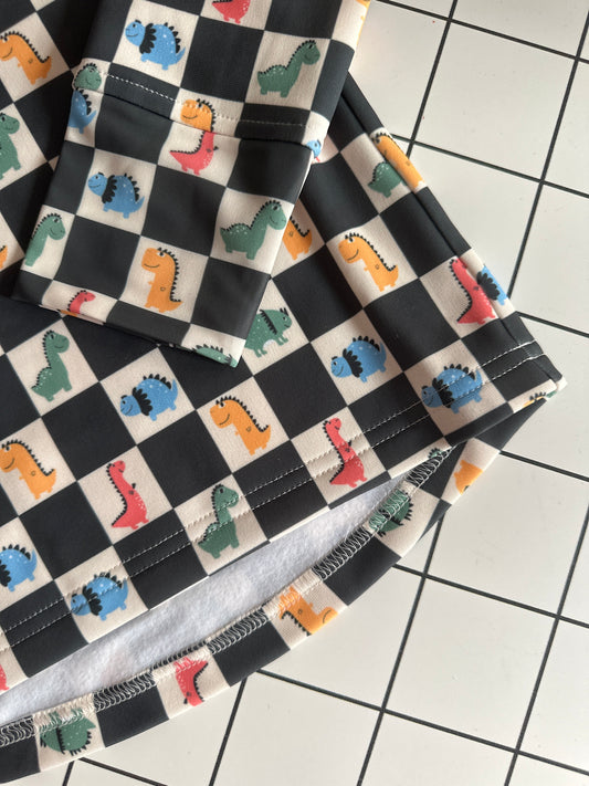 Children's thermal blouse - grow mate collection - Dinosaurs/checkered