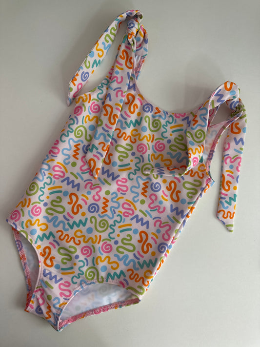 ALICE - children's one-piece swimsuit with shoulder ties *UV protection* - funky forms