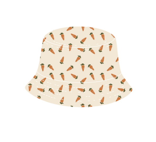 Reversible children's bucket hat with UV protection - carrots