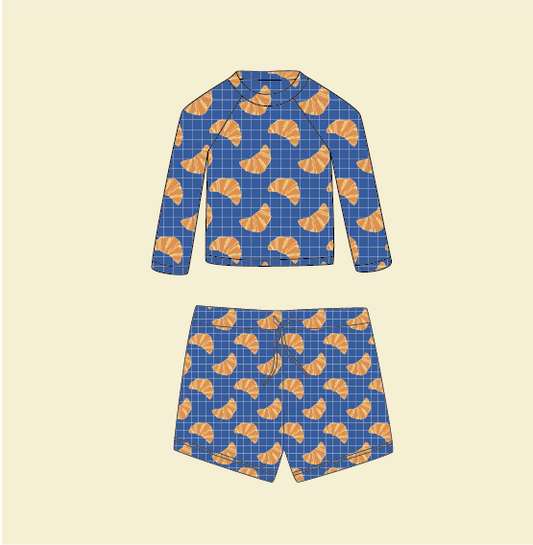 *PRECOMANDĂ* PACHET cu protecție UV (UPF 50+) pantaloni scurți NOA și bluză cu mânecă lungă ANDI - croissants navy SS26