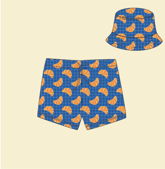 *PRE-ORDER* Bundle шорти & шапка NOA - детски сърф шорти с UV защита (UPF 50+) - кроасани тъмносин син SS26