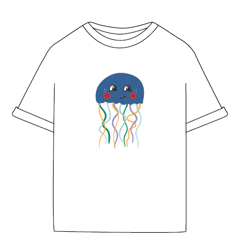 *limited edition* Детска оувърсайз тениска “blue jelly fish” - екрю (SS26) *доставка 25.02.26