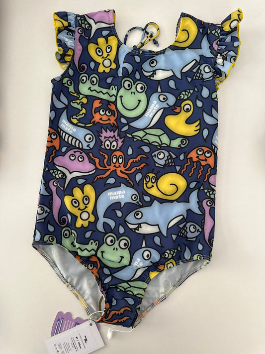 ARABELLA - Children's sleeveless one-piece swimsuit with UV protection (UPF 50+) - SEALIFE print