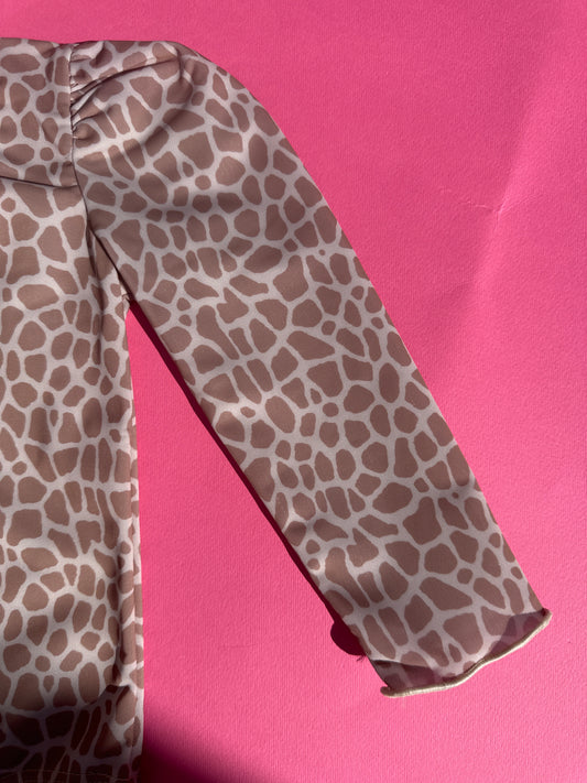 MARINA - Children's one-piece swimsuit with long sleeves and UV protection (UPF 50+) - with giraffe print