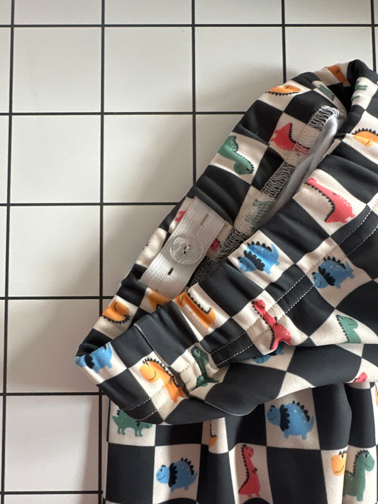 Children's thermal leggings - grow mate collection - Dinosaur/checkered