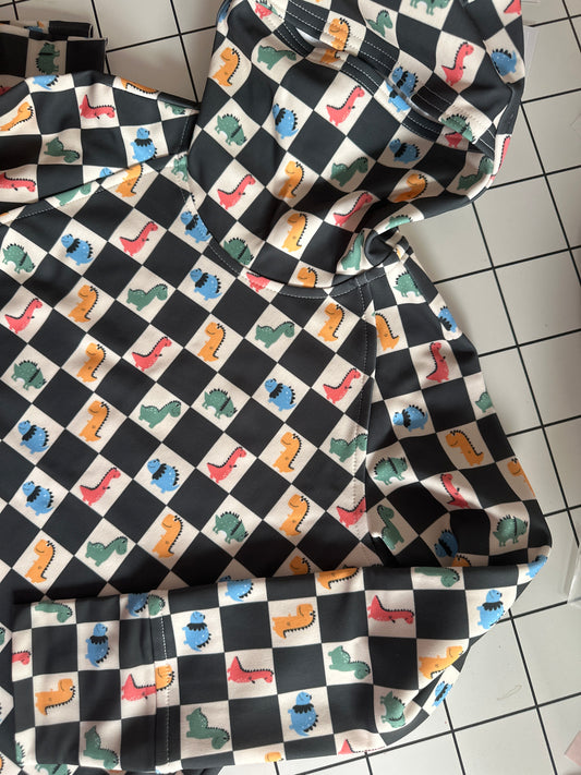 Children's thermal blouse - grow mate collection - Dinosaurs/checkered