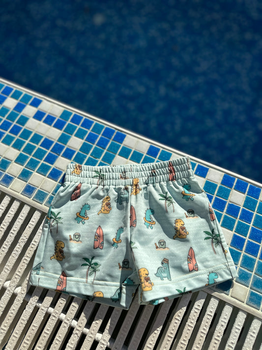 NOA - children's surf shorts with UV protection (UPF 50+) - dinosaur print