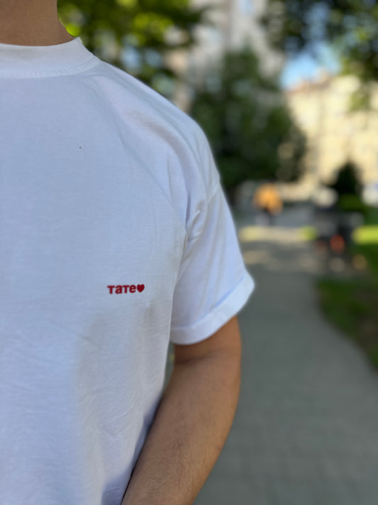 Oversized men's t-shirt - "dad/dad/dad/daddy" in ecru