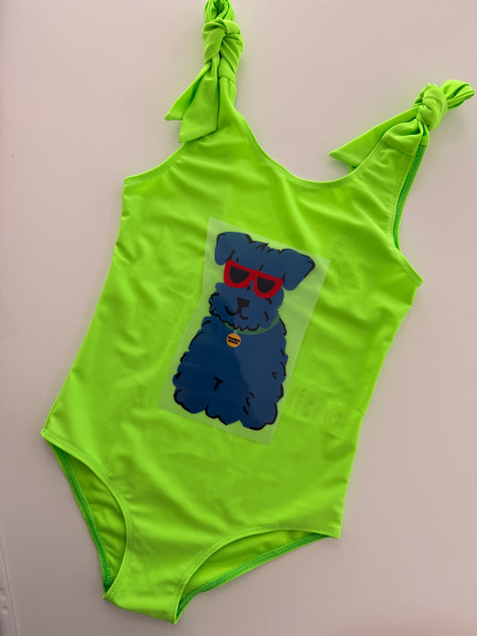 Детски цял бански UPF50+ · neon green
