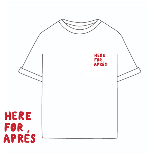 Дамска оувърсайз тениска “here for après” - екрю (SS26)