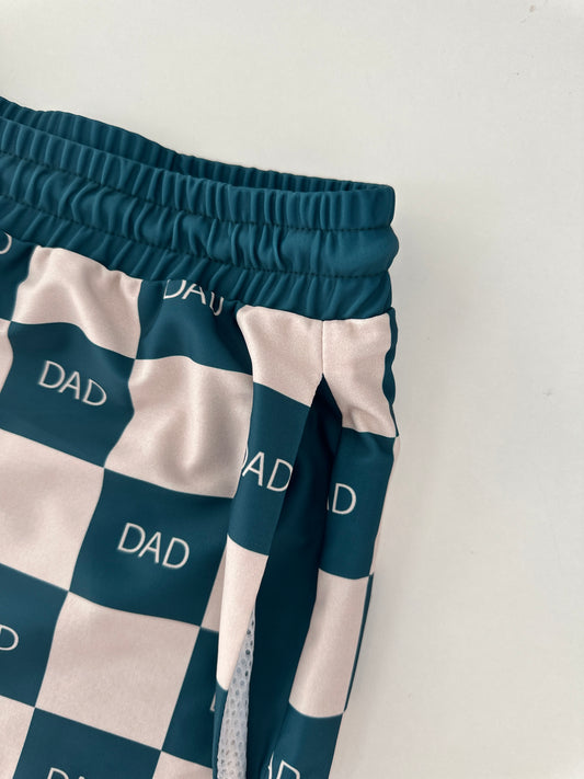 LEON - men's surf shorts - "DAD" - checkered (UPF 50+)