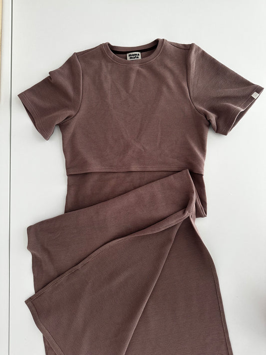 VALERIA - дълга рокля с къс ръкав за бременни и кърмене - limited edition