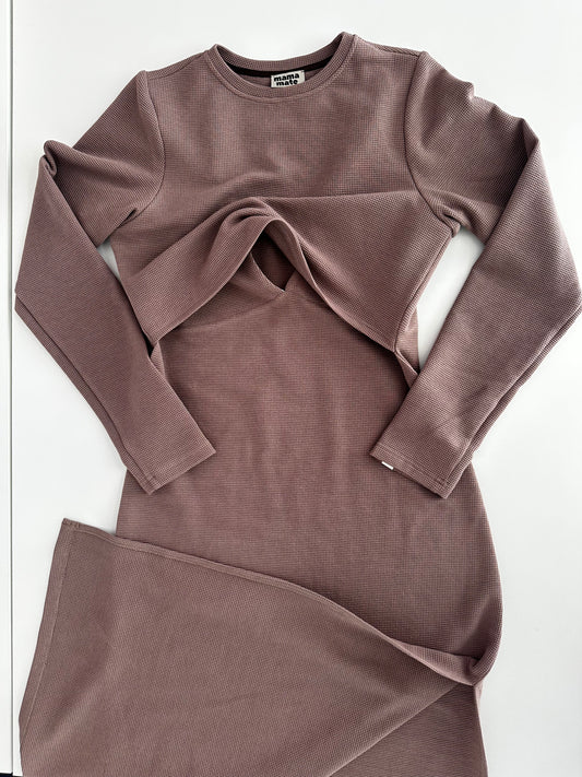 INES - дълга рокля с дълъг ръкав за бременни и кърмене - limited edition