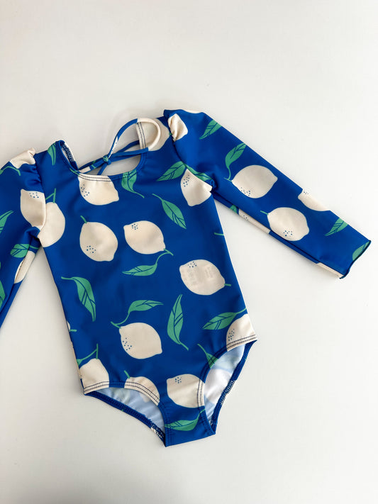 MARINA - Детски цял бански с дълъг ръкав и UV защита (UPF 50+) - BIO LEMONS blue mom 2 kid collection *limited edition*