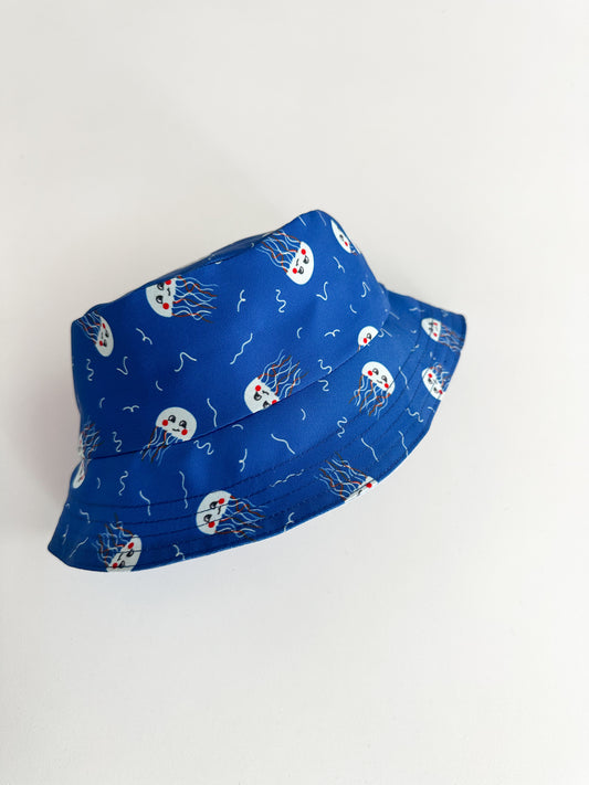 *PRE-ORDER* Двулицева детска шапка Bucket hat с естествена UV бариера - JELLY FISH BLUE
