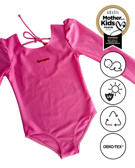 *customise* MARINA - Детски цял бански с дълъг ръкав и UV защита (UPF 50+) - pink SS26