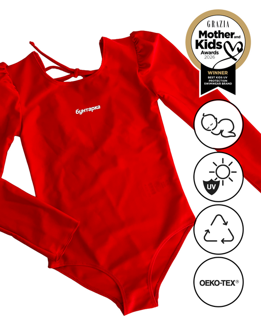*customise* MARINA - Детски цял бански с дълъг ръкав и UV защита (UPF 50+) - baywatch red SS26 (Copy)