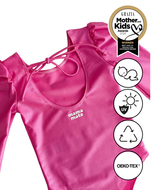 *customise* Детски цял бански с дълъг ръкав и UV защита (UPF 50+) - pink