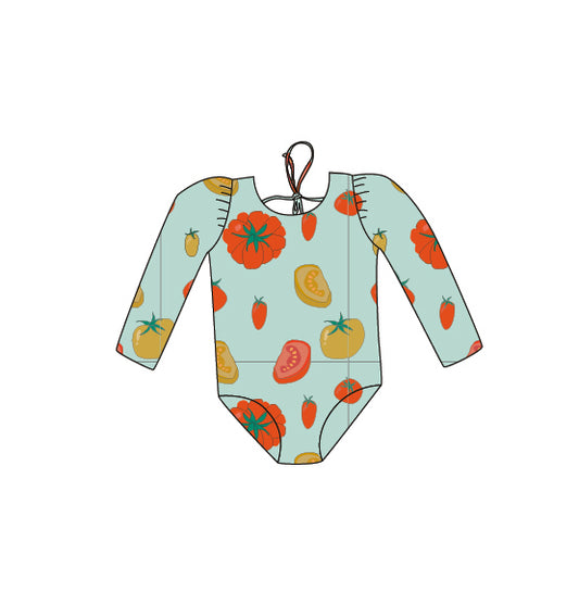 *PRECOMANDĂ* MARINA - Costum de baie pentru copii, dintr-o singură piesă, cu mâneci lungi și protecție UV (UPF 50+) - BIO TOMATOES colecția albastru deschis mom 2 kid *ediție limitată*