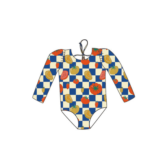 *PRECOMANDĂ* MARINA - Costum de baie pentru copii, dintr-o singură piesă, cu mâneci lungi și protecție UV (UPF 50+) - Colecția BIO TOMATOES mom 2 kid *ediție limitată*