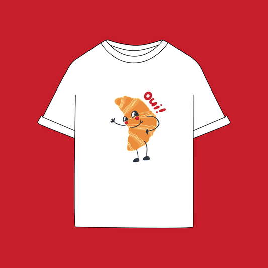 Детска оувърсайз тениска “oui” - екрю (SS26)