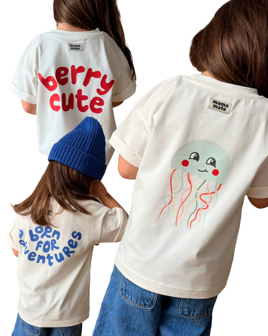 SUMMER LIMITED MIX - 3 детски оувърсайз тениски - екрю