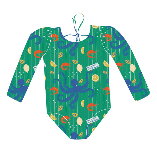 MARINA - Children's one-piece swimsuit with long sleeves and UV protection (UPF 50+) - kittens