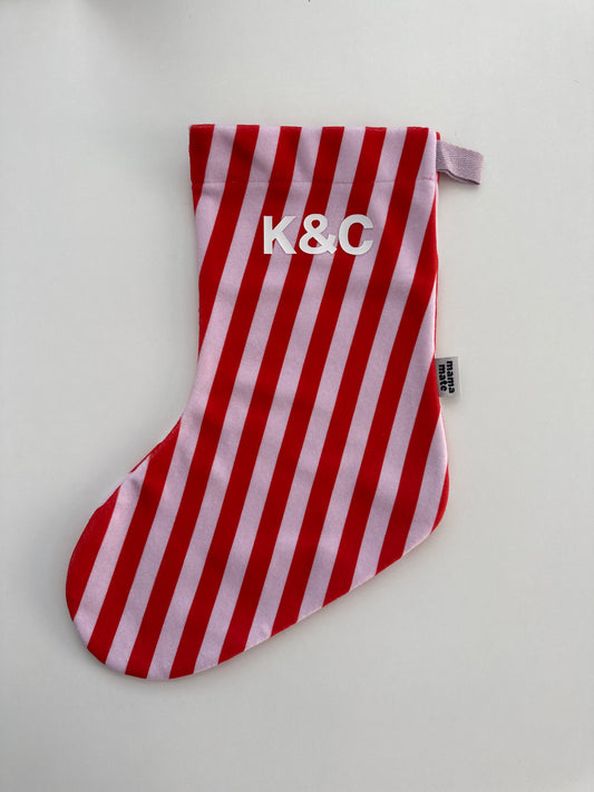 Коледно чорапче - персонализирано *розово/червено*