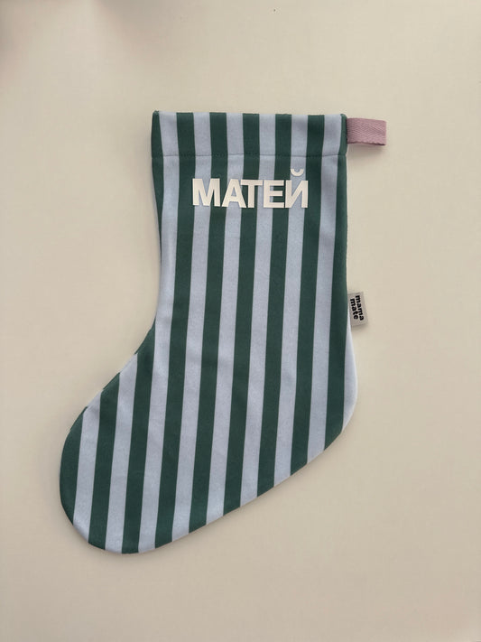 Коледно чорапче - персонализирано *синьо/зелено*