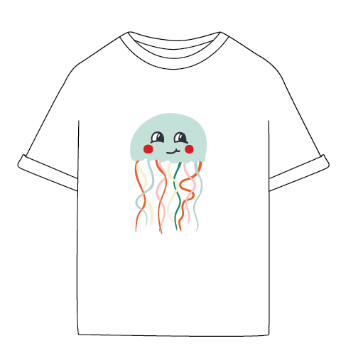 *limited edition* Детска оувърсайз тениска “light blue jelly fish” - екрю (SS26) *доставка 25.02.26