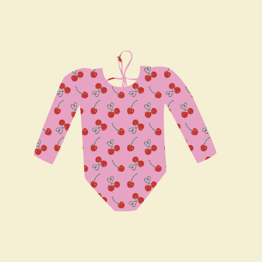 MARINA - Детски цял бански с дълъг ръкав и UV защита (UPF 50+) - cherries SS26