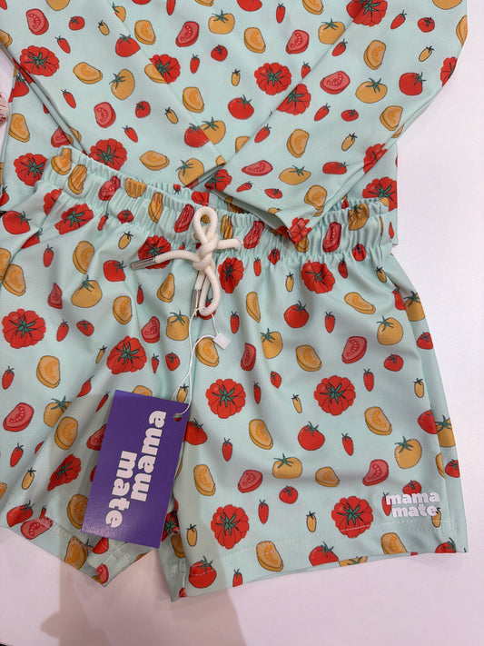 PACK с UV защита (UPF 50+)  NOA - детски сърф шорти & ANDI блуза дълъг ръкв - BIO TOMATOES light blue mom 2 kid collection *limited edition*