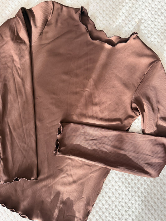 LONG SLEEVE UPF50+ TOP RAFFLES - Chocolate Mousse