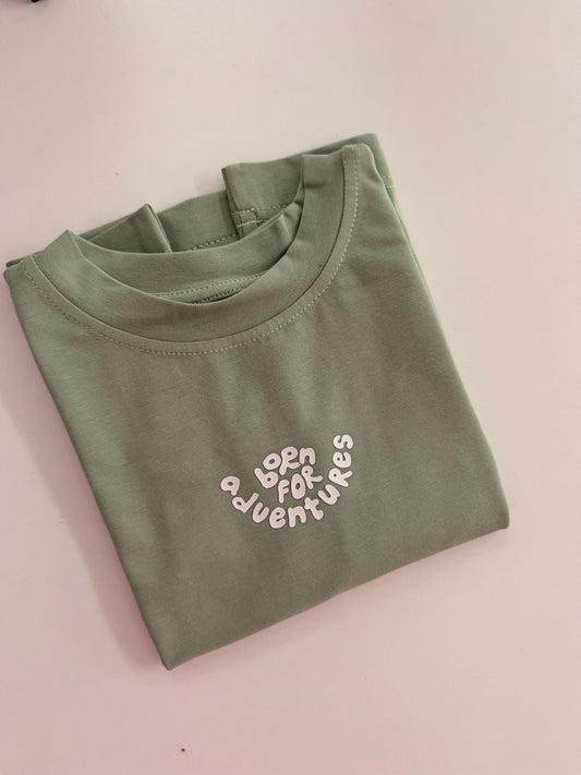 Tricou supradimensionat pentru copii „născut pentru aventuri” - ecru (SS26)