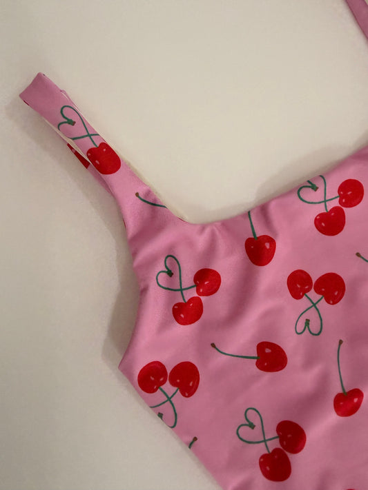 MONICA Дамски цял бански с UPF50+ cherries *с джоб за подплънки*