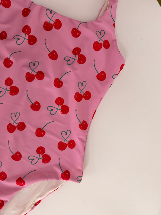 MONICA Дамски цял бански с UPF50+ cherries *с джоб за подплънки*
