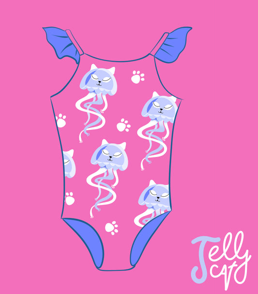 ALICE - детски цял бански с връзки на рамото *UV защита* - Jelly cat