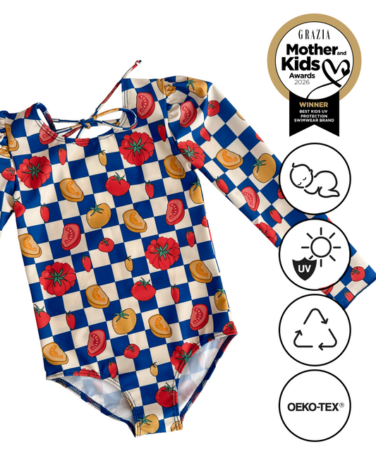 MARINA - Children's one-piece swimsuit with long sleeves and UV protection (UPF 50+) - kittens