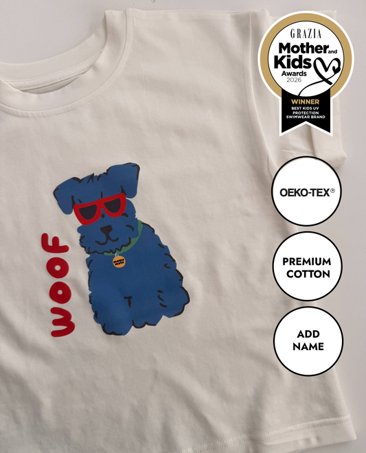 Oversized 100% Cotton T-Shirt "WOOF" Unisex Family Matching Tee | Made in Bulgaria