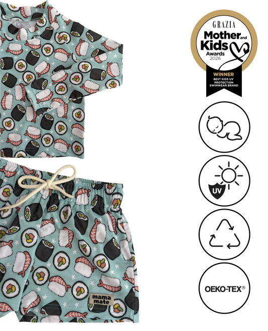 Pantaloni scurți și top de surf pentru copii cu protecție UV (UPF 50+) - sushi