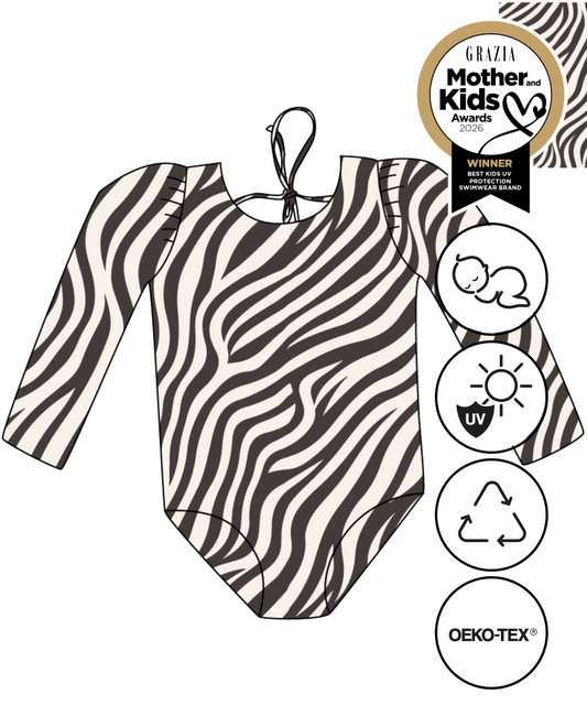 MARINA - Children's one-piece swimsuit with long sleeves and UV protection (UPF 50+) - kittens