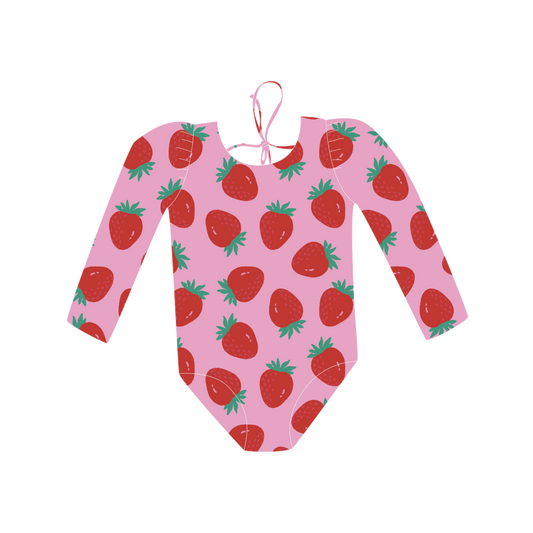 MARINA - Детски цял бански с дълъг ръкав и UV защита (UPF 50+) - STRAWBERRIES SS26